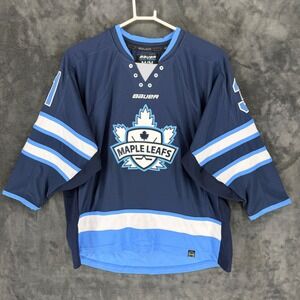 Bauer‎ Team Hockey Jersey Youth Medium Navy Blue Maple Leafs Johnson 31 09J-29H